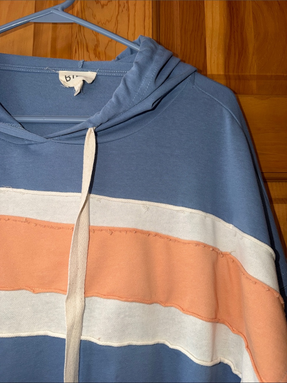 BiBi Blue, White & Peach Striped T-shirt Hoodie